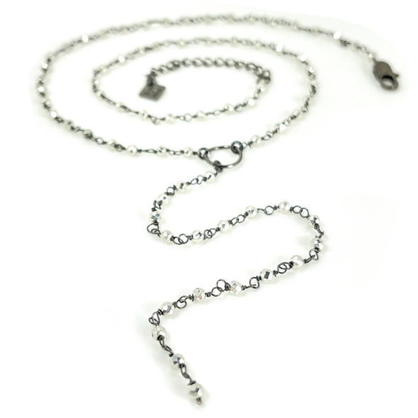 Gwyneth Silver Pyrite Blackened Brass Rosary Chain