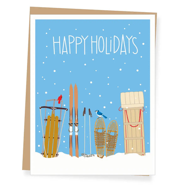 Winter Sleds Holiday Cards Boxed Set of 8