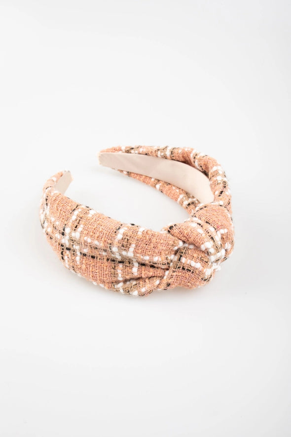 Tweed Knot Headband in Blush