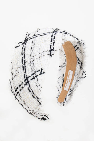 Tweed Fringe Headband in White