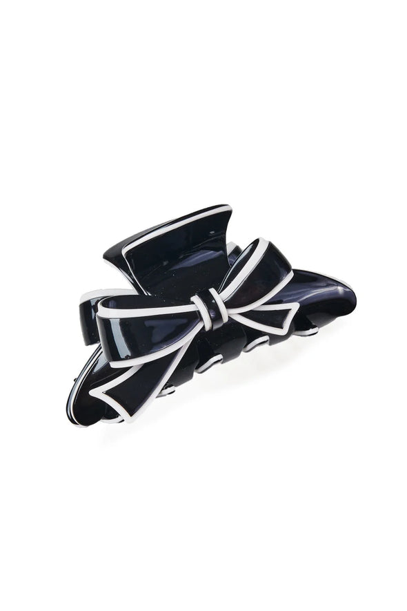 Two Tone Bow Hair Claw Clip in Black
