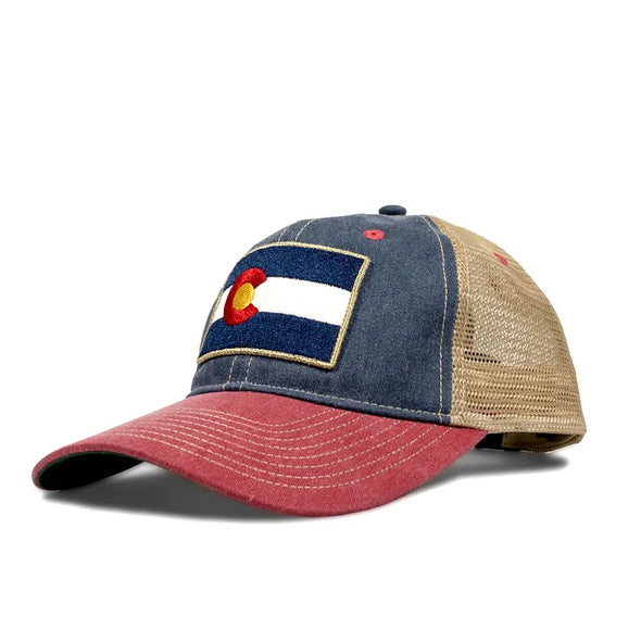 Vintage Denim Flag Patch Trucker