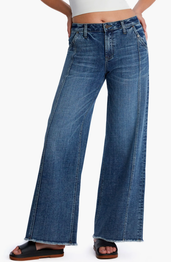 Mighty High Waist Wide Leg Jeans in Space Blue