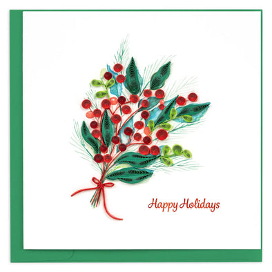 Quilled Holly Berry Bunch Greeting Card