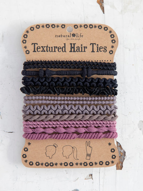 Textured Hair Ties, Set of 10 in Tan