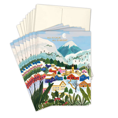 All Is Calm Snowy Village Boxed Set of 10