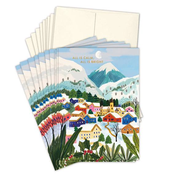 All Is Calm Snowy Village Boxed Set of 10