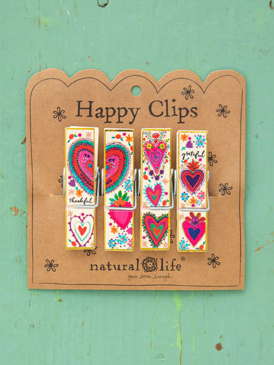 Happy Clips, Set of 4 in Hearts