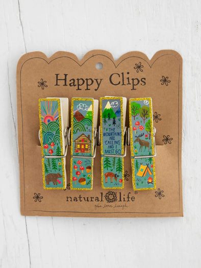 Happy Clips, Set of 4 in Mountains Are Calling