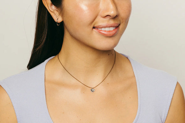 Happy Heart Necklace in Espresso/Silver