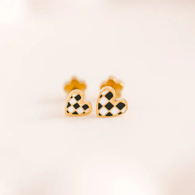 Checkered Hearts Earrings