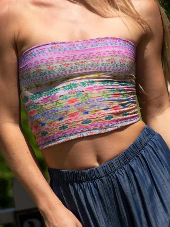 Full Boho Bandeau Headband in Cream Border