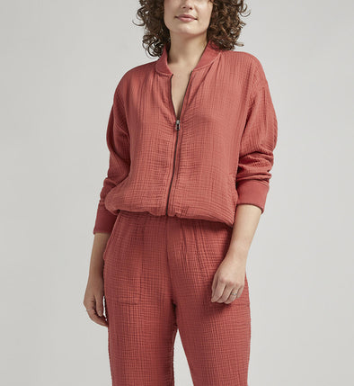 Textured Bomber Jacket in Rose