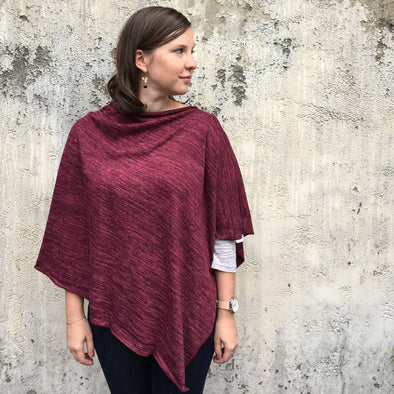 Jersey Poncho in Wine