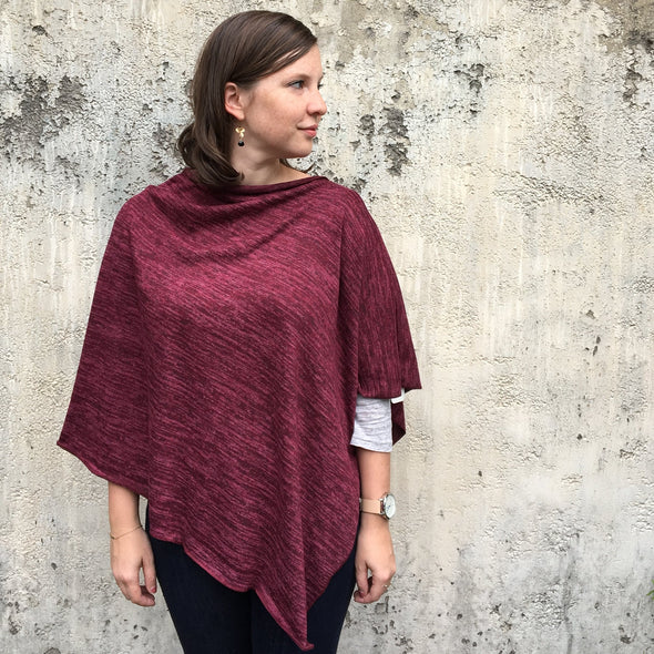 Jersey Poncho in Wine