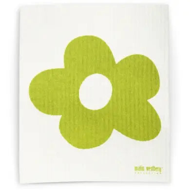 Blomma Flowers Swedish Dishcloth in Lime Green