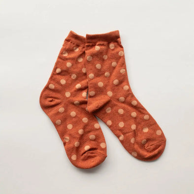 Polka Dots Casual Socks in Rust