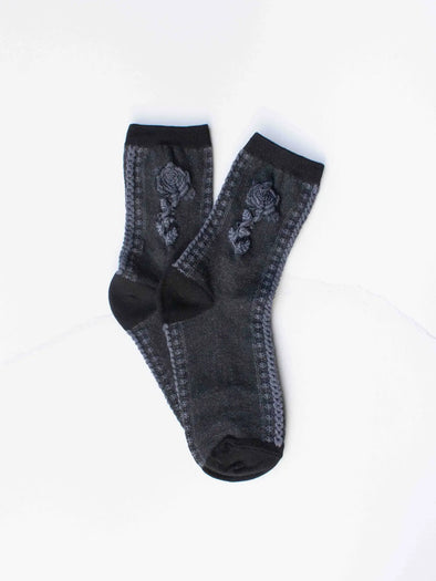 Rose Cotton Socks in Black