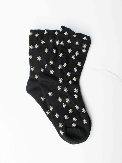 Daisy Meadow Socks in Black