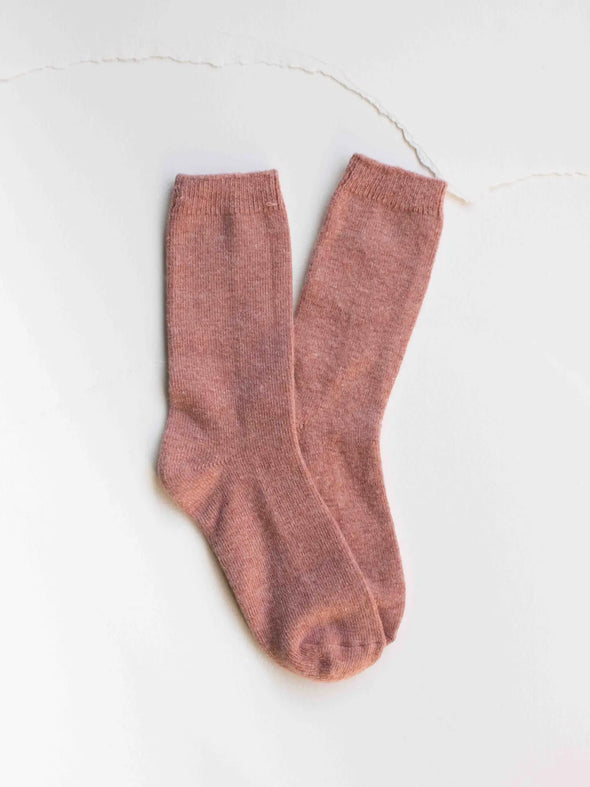 Wool Cashmere Socks in Coral
