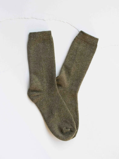 Wool Cashmere Socks in Olive