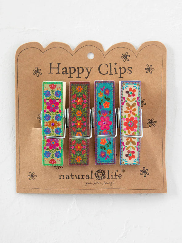 Happy Clips Folk Flowers Set of 4