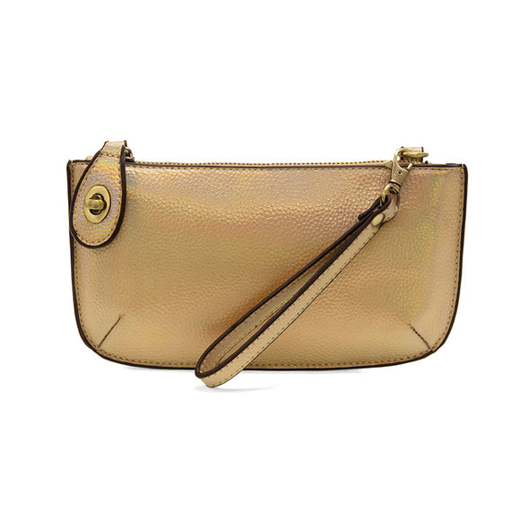 Mini Crossbody Wristlet Clutch in Gold Holographic