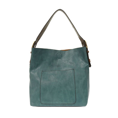 Classic Hobo Handbag in Teal-ish/Coffee