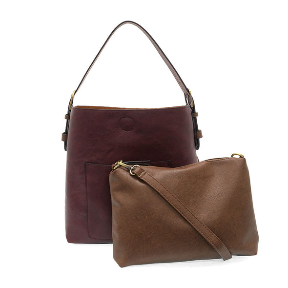 Classic Hobo Handbag in Blackberry/Coffee