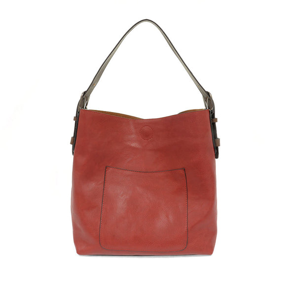 Classic Hobo Handbag in Scarlet/Coffee