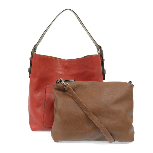 Classic Hobo Handbag in Scarlet/Coffee