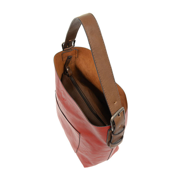 Classic Hobo Handbag in Scarlet/Coffee