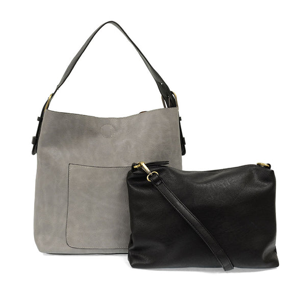Classic Hobo Handbag in Grey/Black