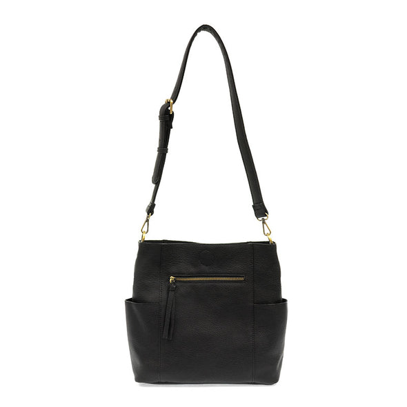 Kayleigh Side Pocket Bucket Bag in Black