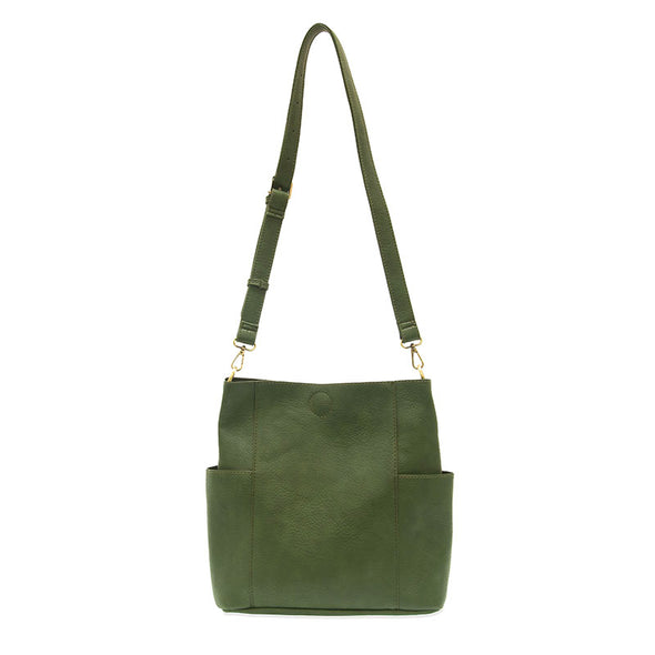 Kayleigh Side Pocket Bucket Bag in Hunter Green