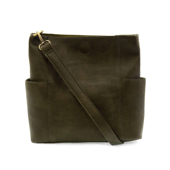Kayleigh Side Pocket Bucket Bag in Dark Moss