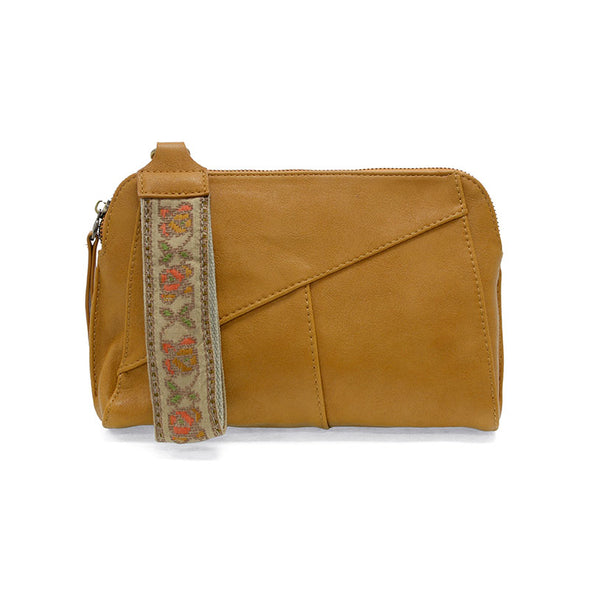 Gigi Crossbody with Woven Wristlet Strap in Mustard