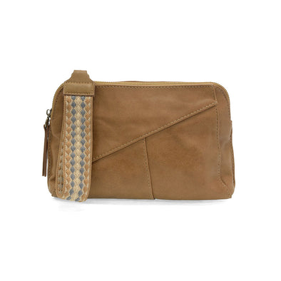 Gigi Crossbody with Woven Wristlet Strap in Tan