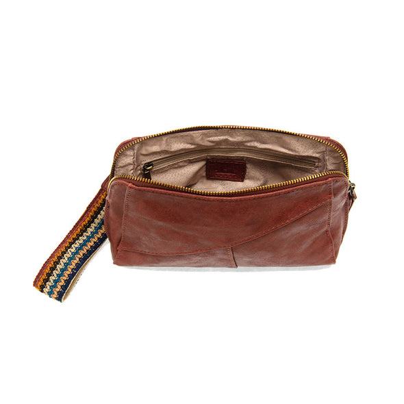 Gigi Crossbody with Woven Wristlet Strap in Terracotta