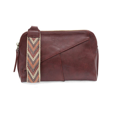 Gigi Crossbody with Woven Wristlet Strap in Currant