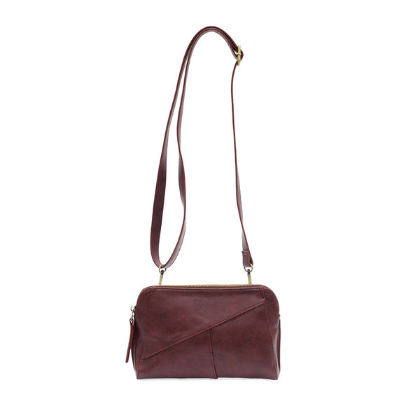 Gigi Crossbody with Woven Wristlet Strap in Currant