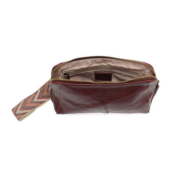 Gigi Crossbody with Woven Wristlet Strap in Currant
