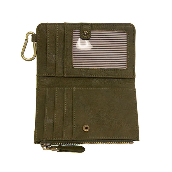 Bobbie Bifold Wallet With Carabiner in Olive