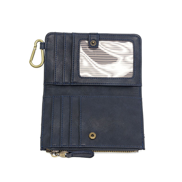 Bobbie Bifold Wallet With Carabiner in Navy