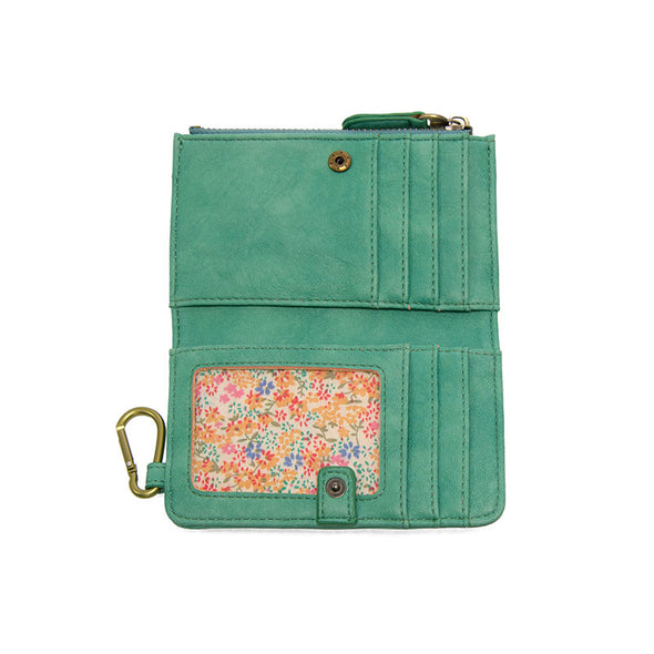 Bobbie Bifold Wallet With Carabiner in Turquoise