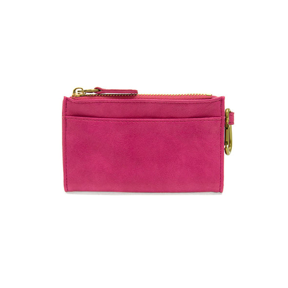Bobbie Bifold Wallet With Carabiner in Cerise