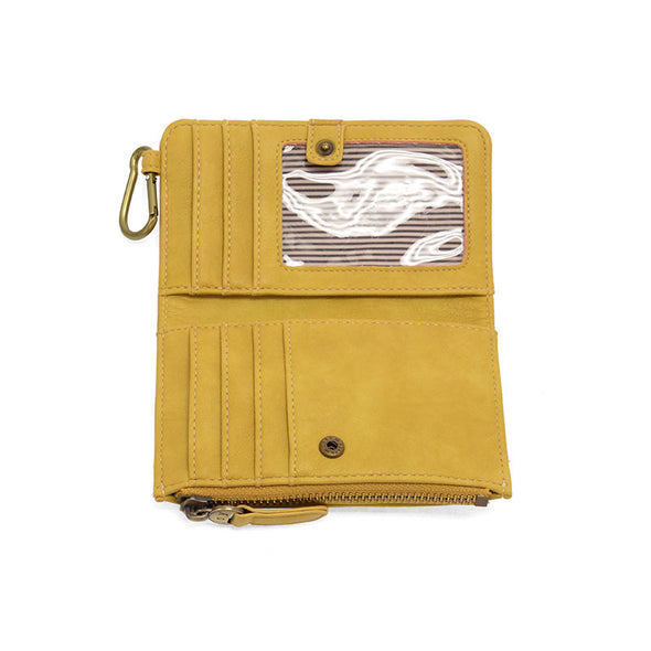 Bobbie Bifold Wallet With Carabiner in Mustard