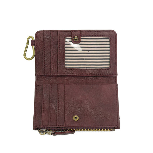 Bobbie Bifold Wallet With Carabiner in Aubergine