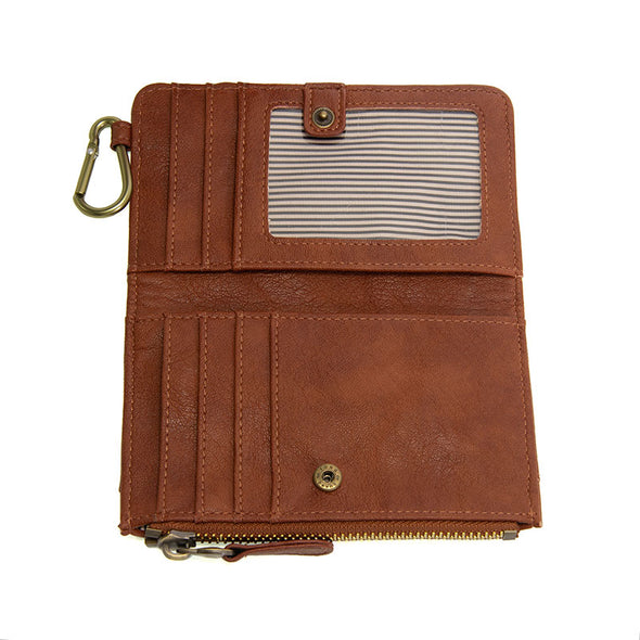 Bobbie Bifold Wallet With Carabiner in Saddle
