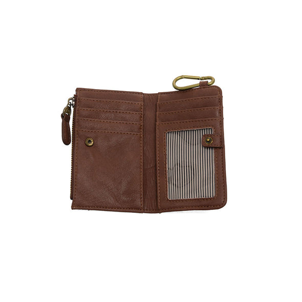 Bobbie Bifold Wallet With Carabiner in Walnut